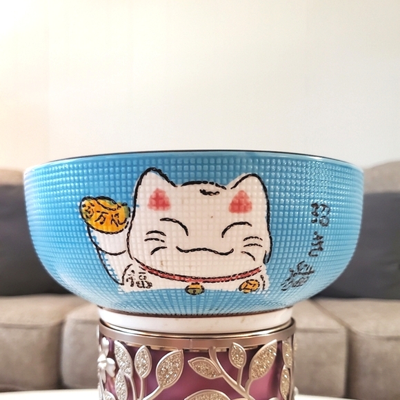 QiZhen Other - 🚫SOLD🚫Lucky Cat Japanese Bowl Rare Blue by QiZhen